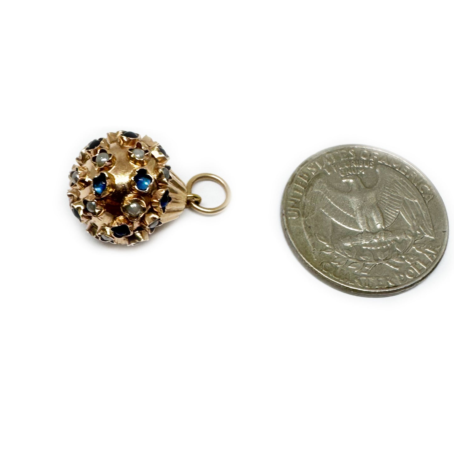 Antique Portuguese High Karat Gold Bouquet Cluster Charm Pendant, Boar Head Marked, 19.2k Gold