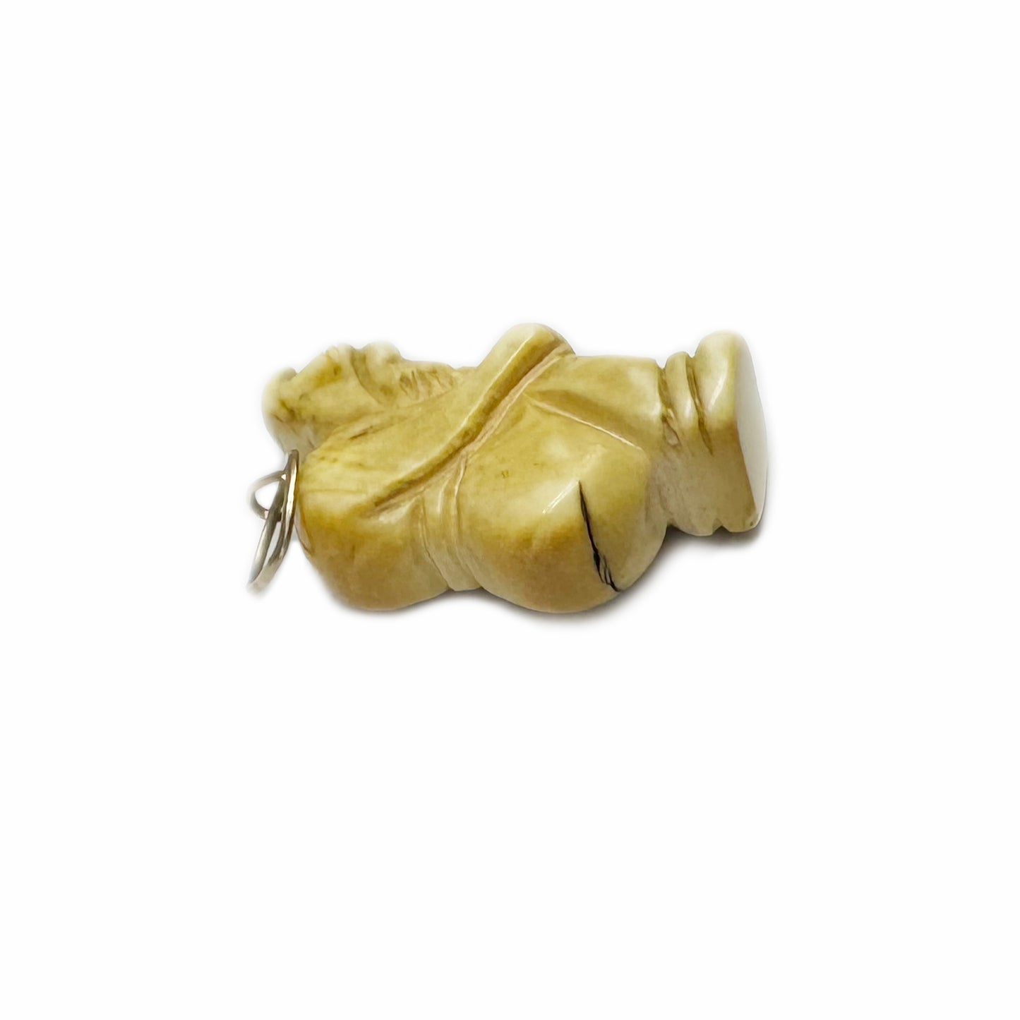 Victorian 9k Rose Gold Bone Gobbo Charm, Antique Lucky Pendant, Natural Bone Lucky Charm, 9 ct Gold, Hunchback, 1800s Good Luck Amulet