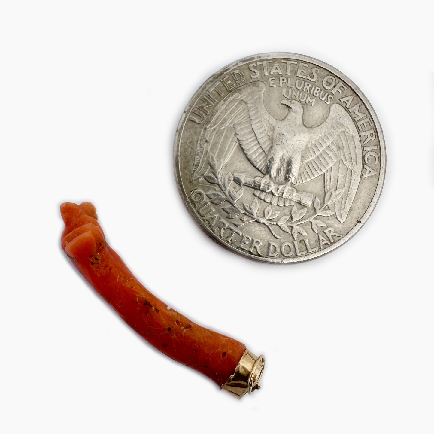 Antique Victorian 9k gold Coral Figa Hand Pendant, 9 ct Gold Amulet, Mediterranean Orange Coral Charm, Protective Lucky Talisman