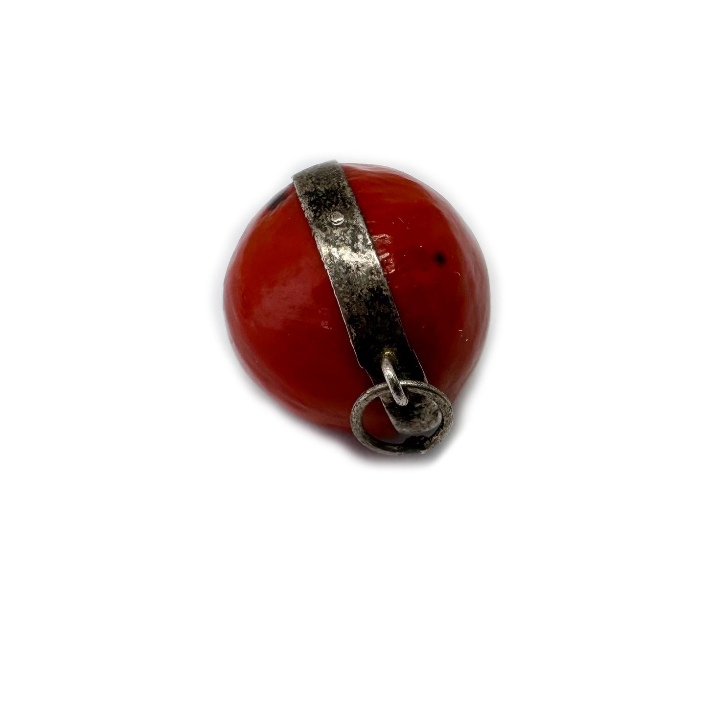 Rare Antique Silver Peruvian Wairuru Seed Charm, 1800s Pendant Good Luck Amulet, Crab Eye, Sailors Valentine, Victorian Lucky Seed