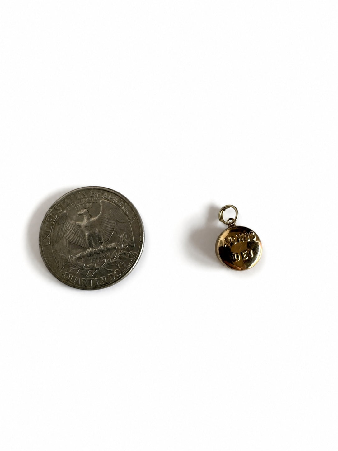 Vintage 1980s 14K Gold Agnus Dei Catholic Medal Charm, 9K Gold Bail, Catholic Lamb of God Medal, Devotional Gift
