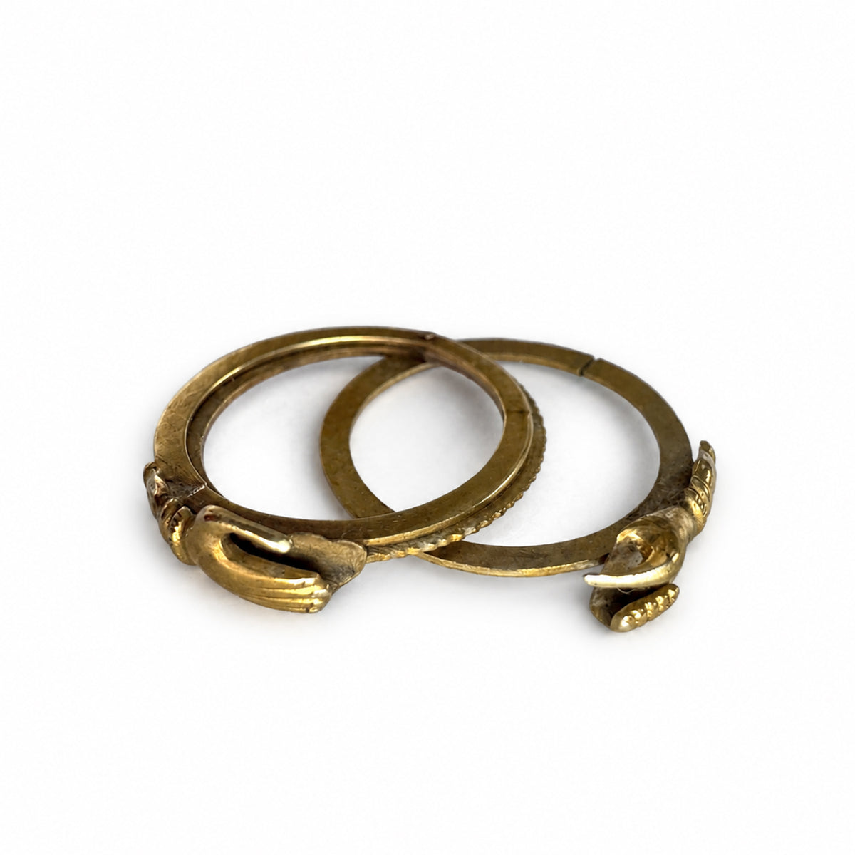 Antique 14K Gold Fede Ring, Clasped Hands Ring, Georgian Victorian Lover's Hands, Hinged Friendship Ring, Symbol of Love, UK L US 5.75 3.3 grams