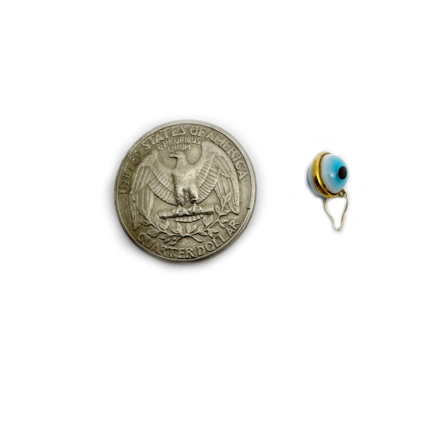 Vintage 18k Gold Evil Eye Charm Pendant, Glass Protection Amulet, 1950s Gold Talisman, Evil Eye Fob for Luck, 18 ct Gold Charm, Amulet