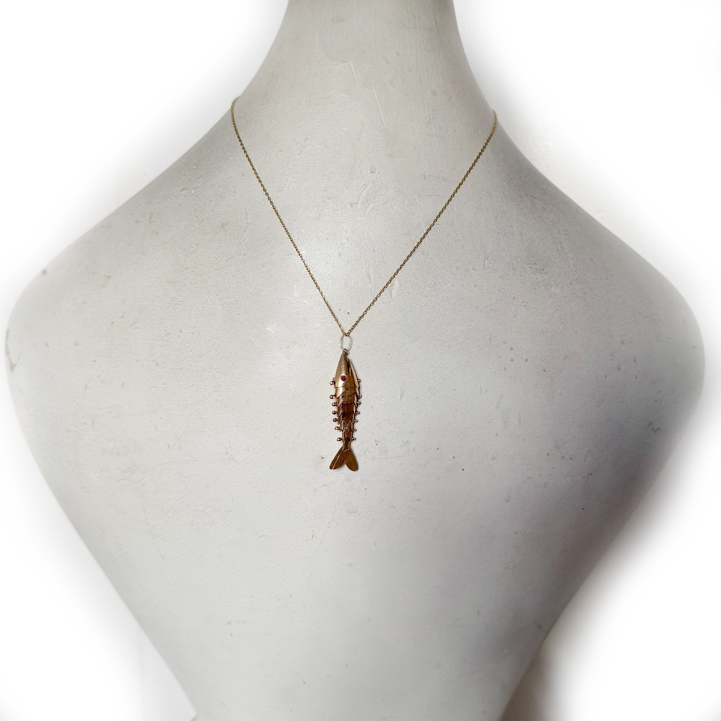 Vintage 14K Gold Fish, Articulated Fish Pendant, Antique Charm, Flexible Fish Pendant, 14 ct Gold Fish, Marine Animal Jewelry, Mid Century