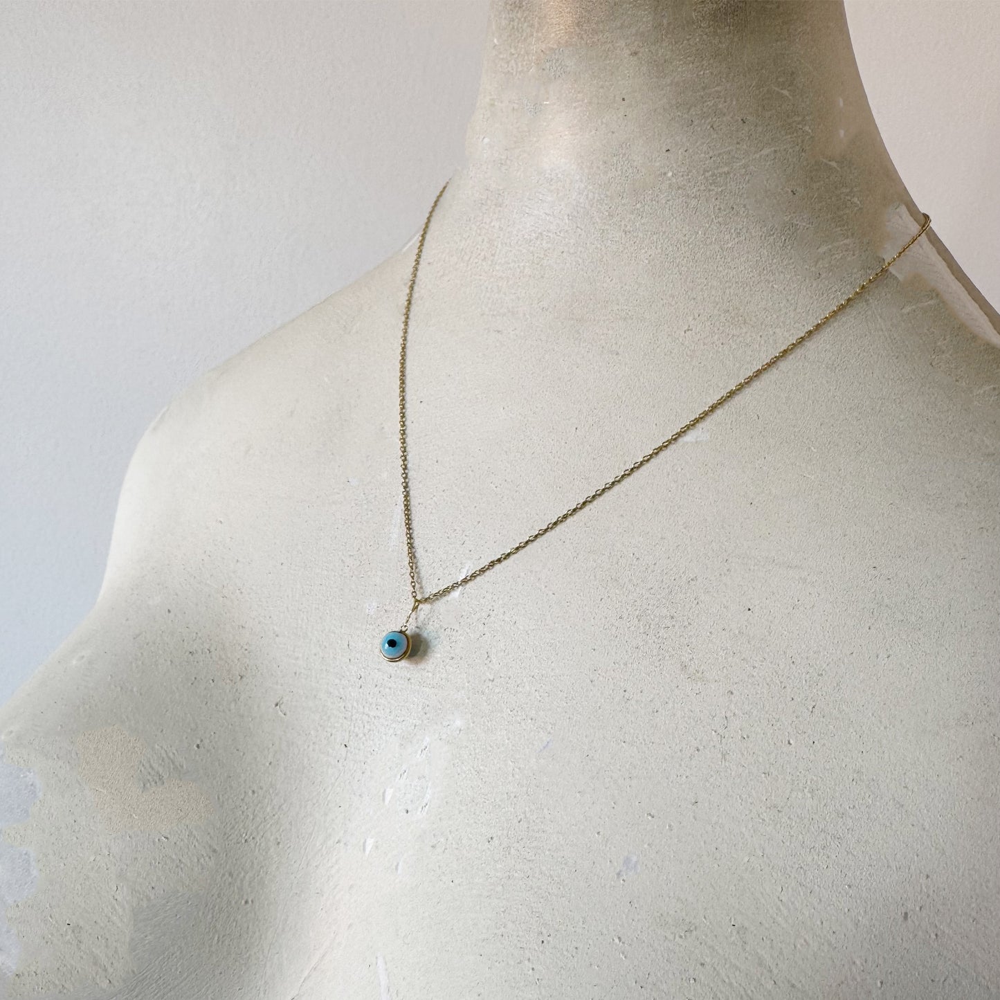 Vintage 18k Gold Evil Eye Charm Pendant, Glass Protection Amulet, 1950s Gold Talisman, Evil Eye Fob for Luck, 18 ct Gold Charm, Amulet