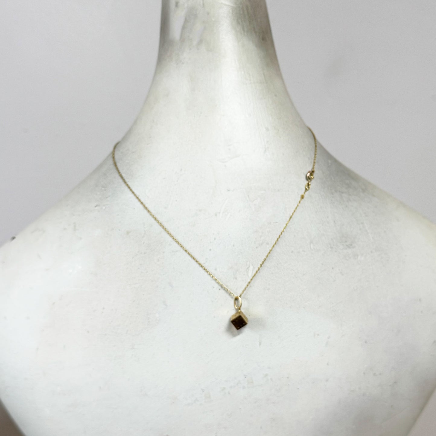 Vintage 18k Gold Dice Charm Pendant, Lucky Gambling Amulet, Cube, Retro Good Luck