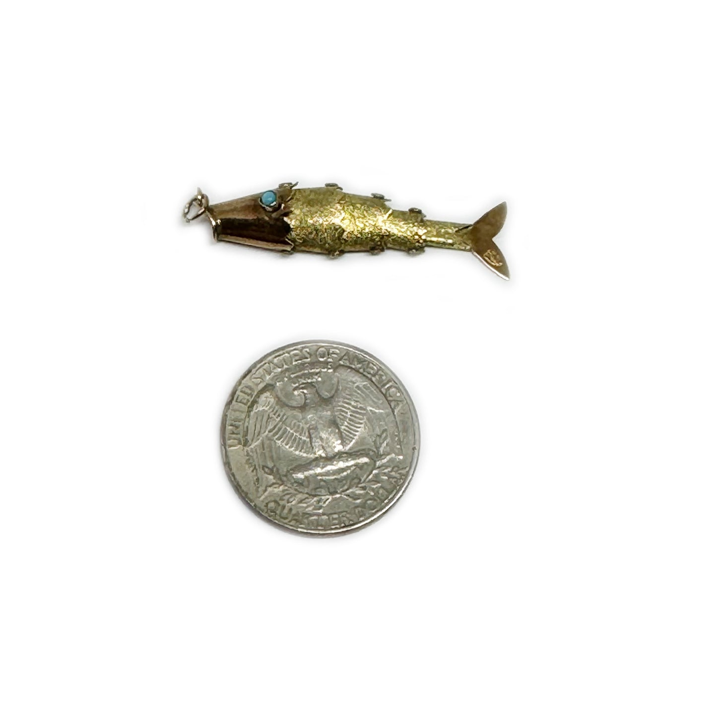 Vintage 14K Gold Fish, Articulated Fish Pendant, Antique Charm, Flexible Fish Pendant, 14 ct Gold Fish, Marine Animal Jewelry