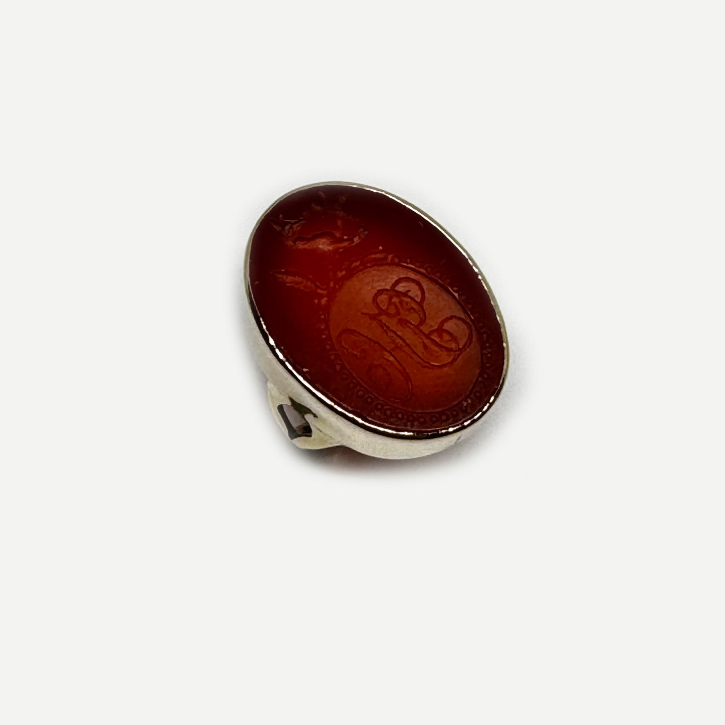 Antique 9k Gold Carnelian Intaglio Ring, Heraldic Coat Of Arms Motto, Edwardian Signet Ring, Family Crest Signet Ring, Seal Ring