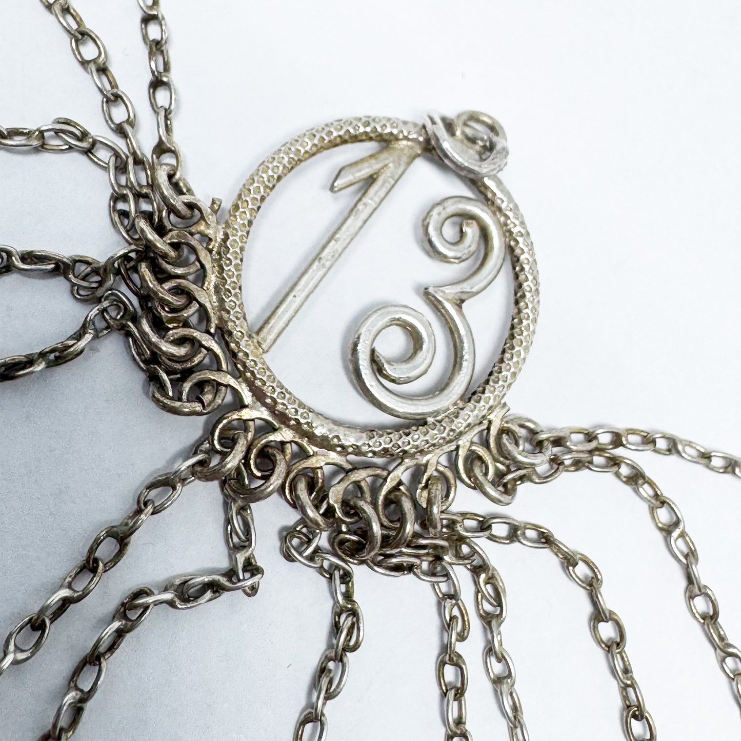 Vintage Silver Neapolitan Lucky Charm Pendant, 13 Talismans Italian Folk, Chatelaine