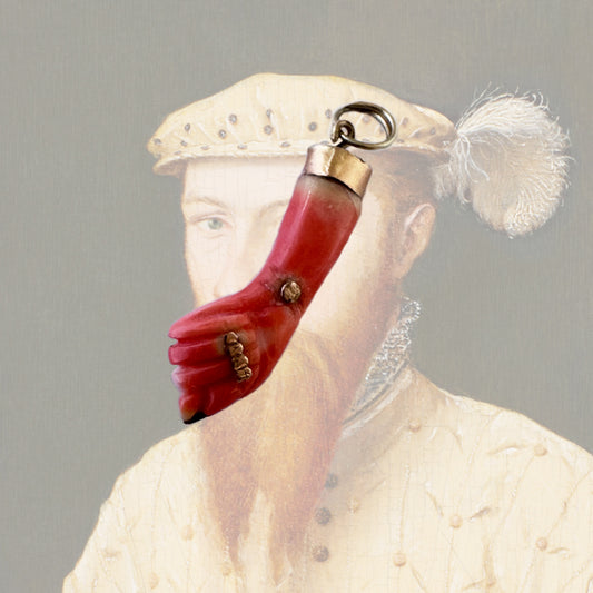 Antique 14k Gold Coral Figa Charm, Victorian Mediterranean Coral Mano Fico, 14ct Gold Lucky Hand Pendant, Evil Eye Protection Amulet