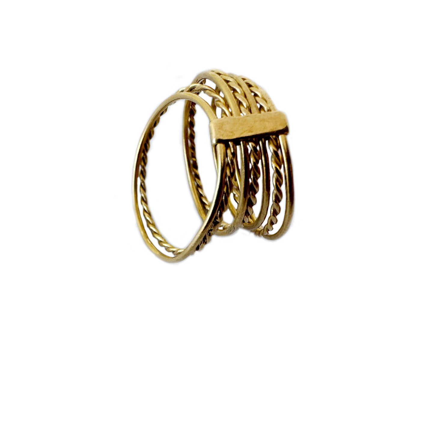 Vintage 18k Gold Semainier Ring, 18ct Gold Seven Bands Ring, Seven Days Ring, Gift For Her, Solid Gold Ring, 1950s, Stackable Ring