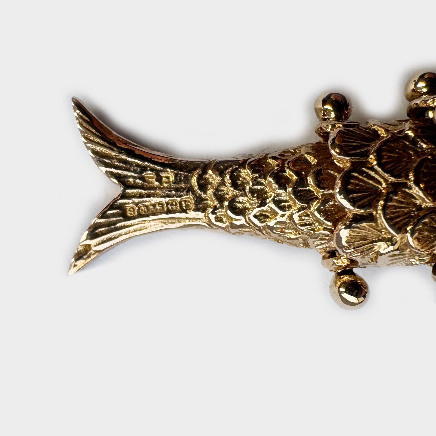 Vintage 9K Gold Fish, Articulated 9 ct Gold Fish Pendant, Animal Charm Pendant, Marine Jewellery Charm, Gold Jewelry Charm, 6.2 grams