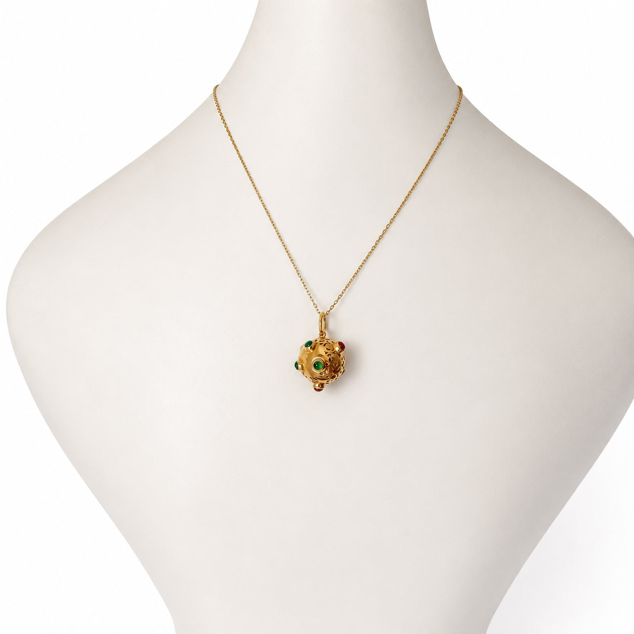 Vintage 18k Gold Sputnik Orb Charm, Atomic Age Gemstone Pendant, Space Age Globe Charm, Mid Century Modern Jewelry, 1950s Celestial Pendant