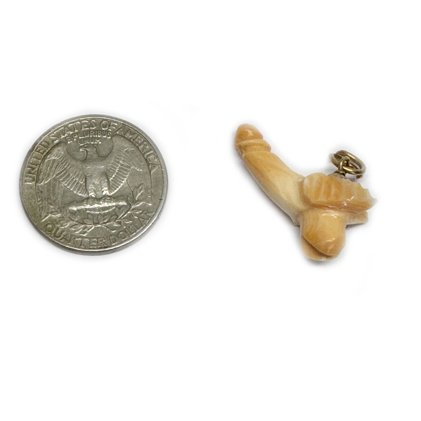Vintage 14k Gold Shell Fascinus Amulet Pendant, Rare Italian Phallic Protection Talisman, Roman Revival Phallus Fertility Luck Charm