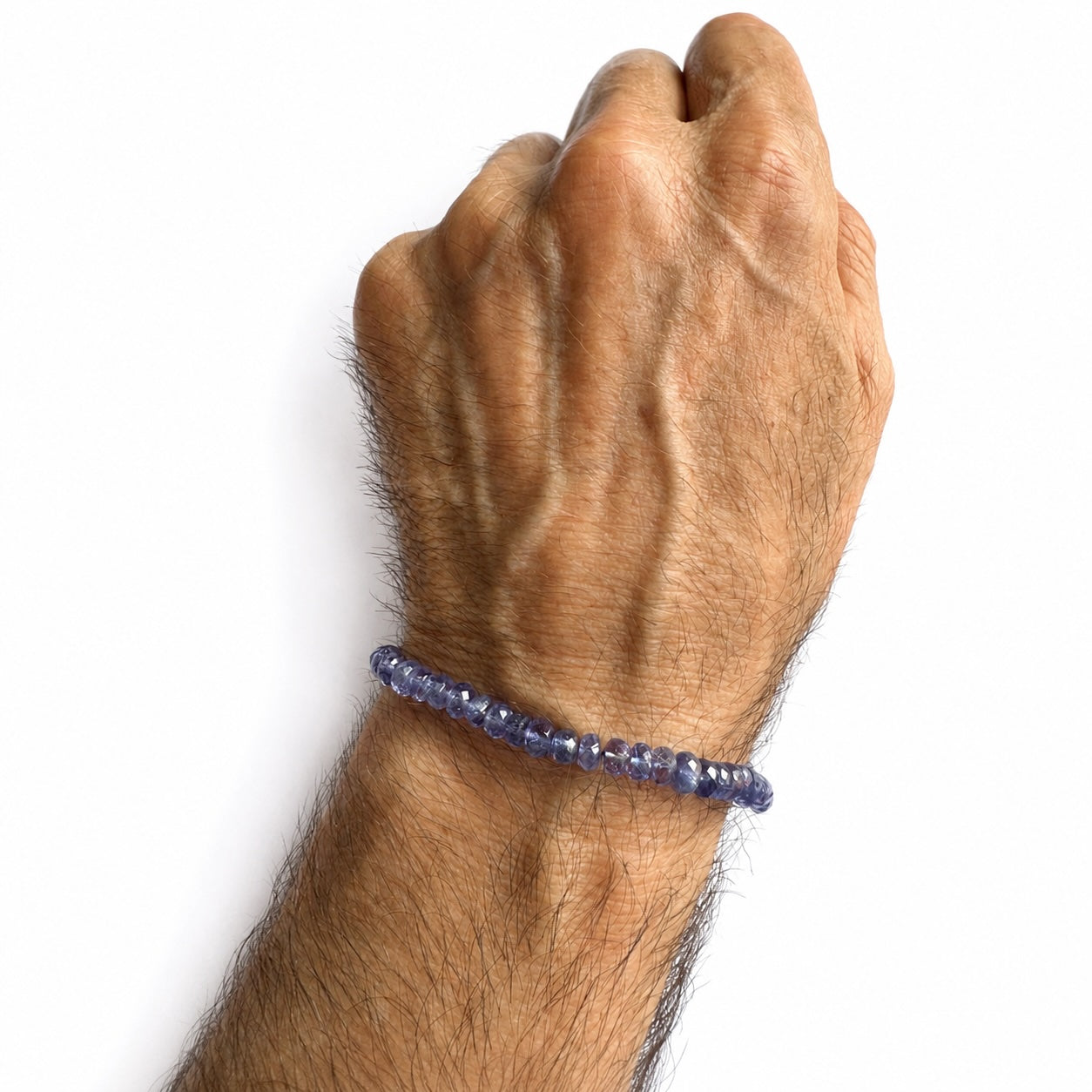 Vintage Iolite Bead Bracelet with 18k Gold Clasp, Faceted Blue Violet Gemstone Bracelet, Dainty Stacking Jewellery