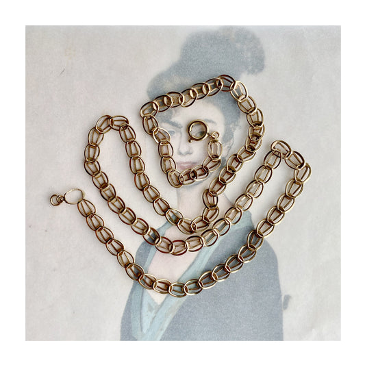 Vintage 9k Gold Chain, 1970s Chain Necklace