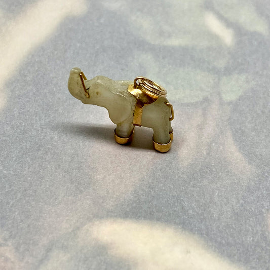 Vintage 18k Gold Mother of Pearl Elephant Pendant