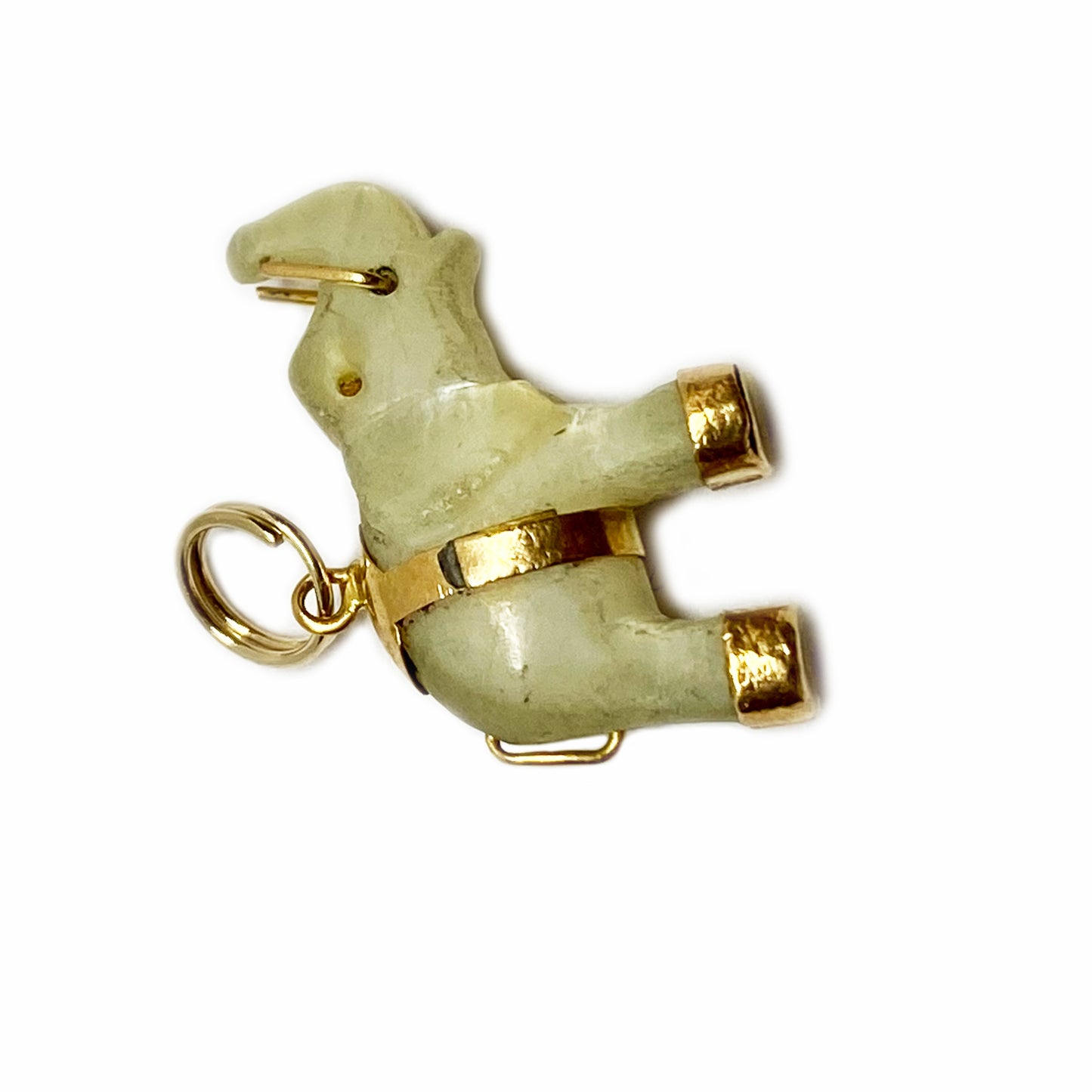 Vintage 18k Gold Mother of Pearl Elephant Pendant