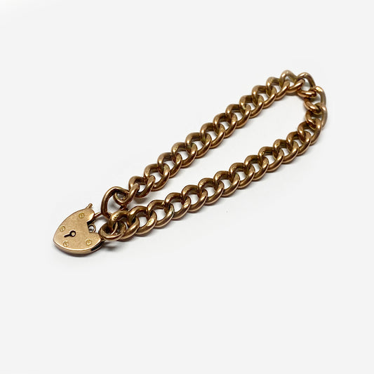 Antique 9k Rose Gold Curb Link Bracelet