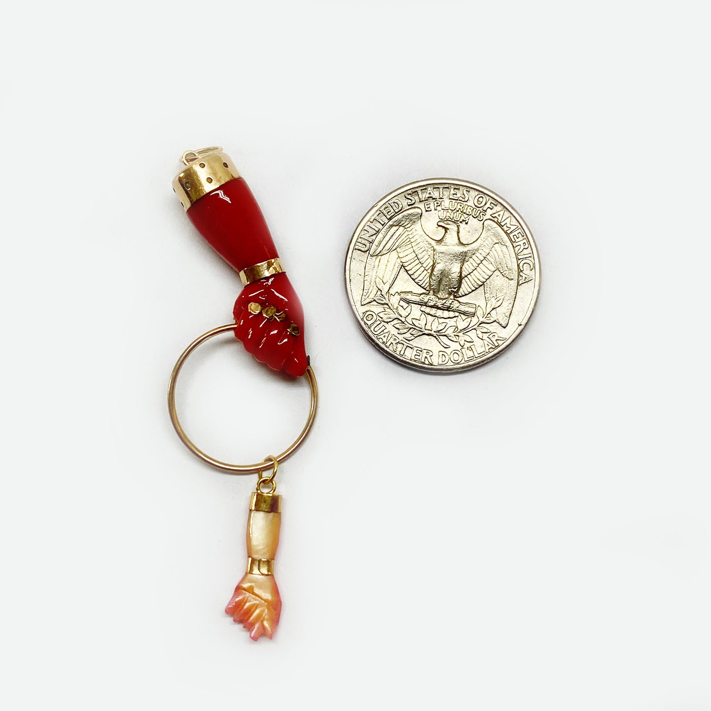 Vintage 14K Gold 1940s Red Resin Figa Charm