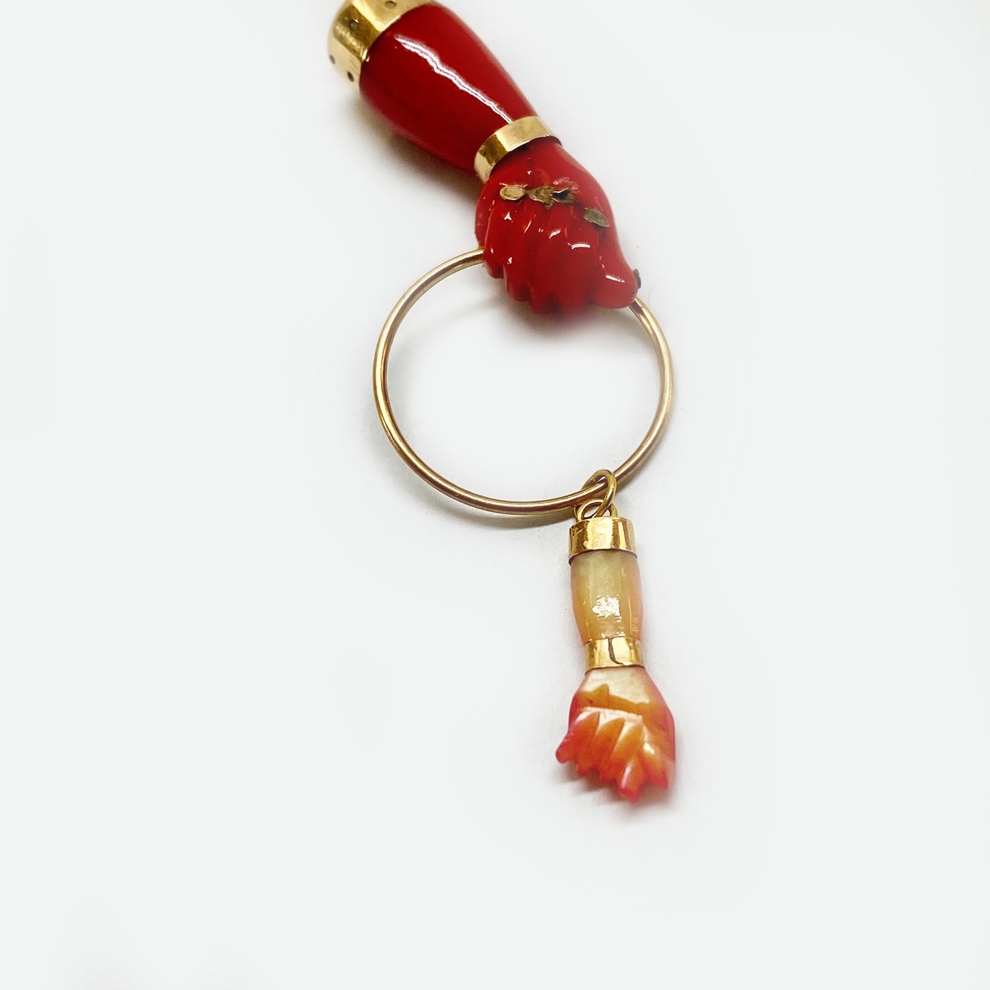 Vintage 14K Gold 1940s Red Resin Figa Charm