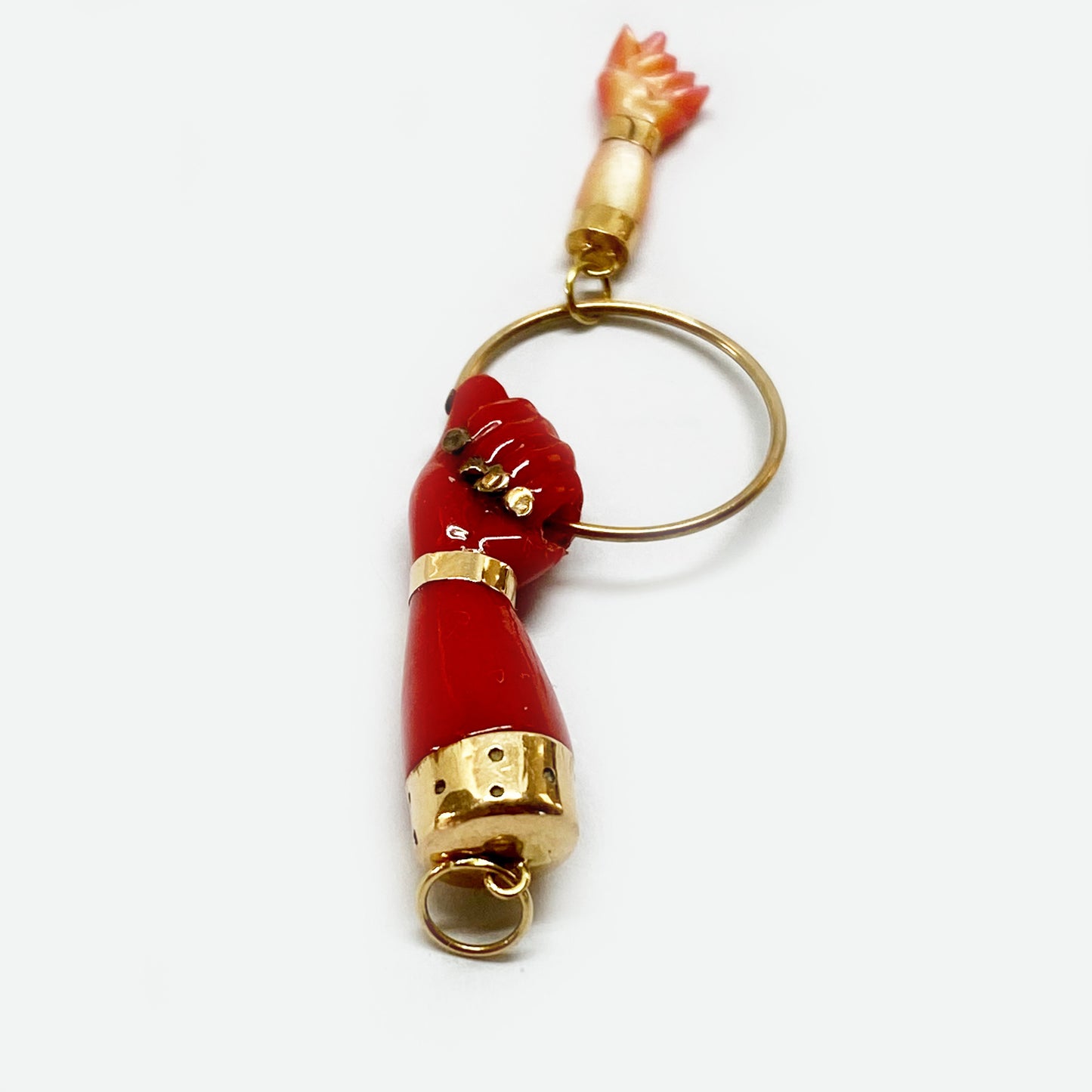 Vintage 14K Gold 1940s Red Resin Figa Charm