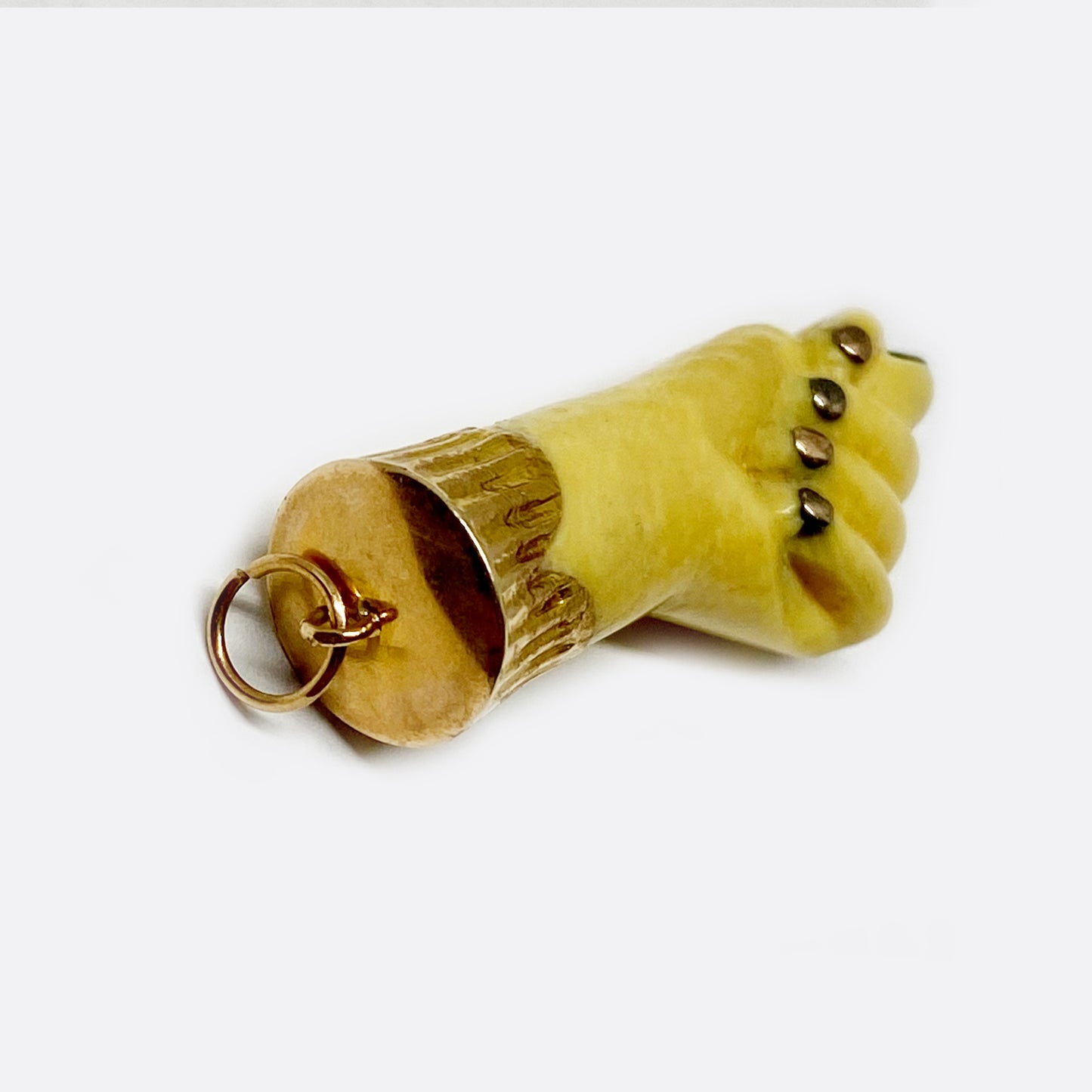 Antique Victorian 14K Gold Bone Figa Charm