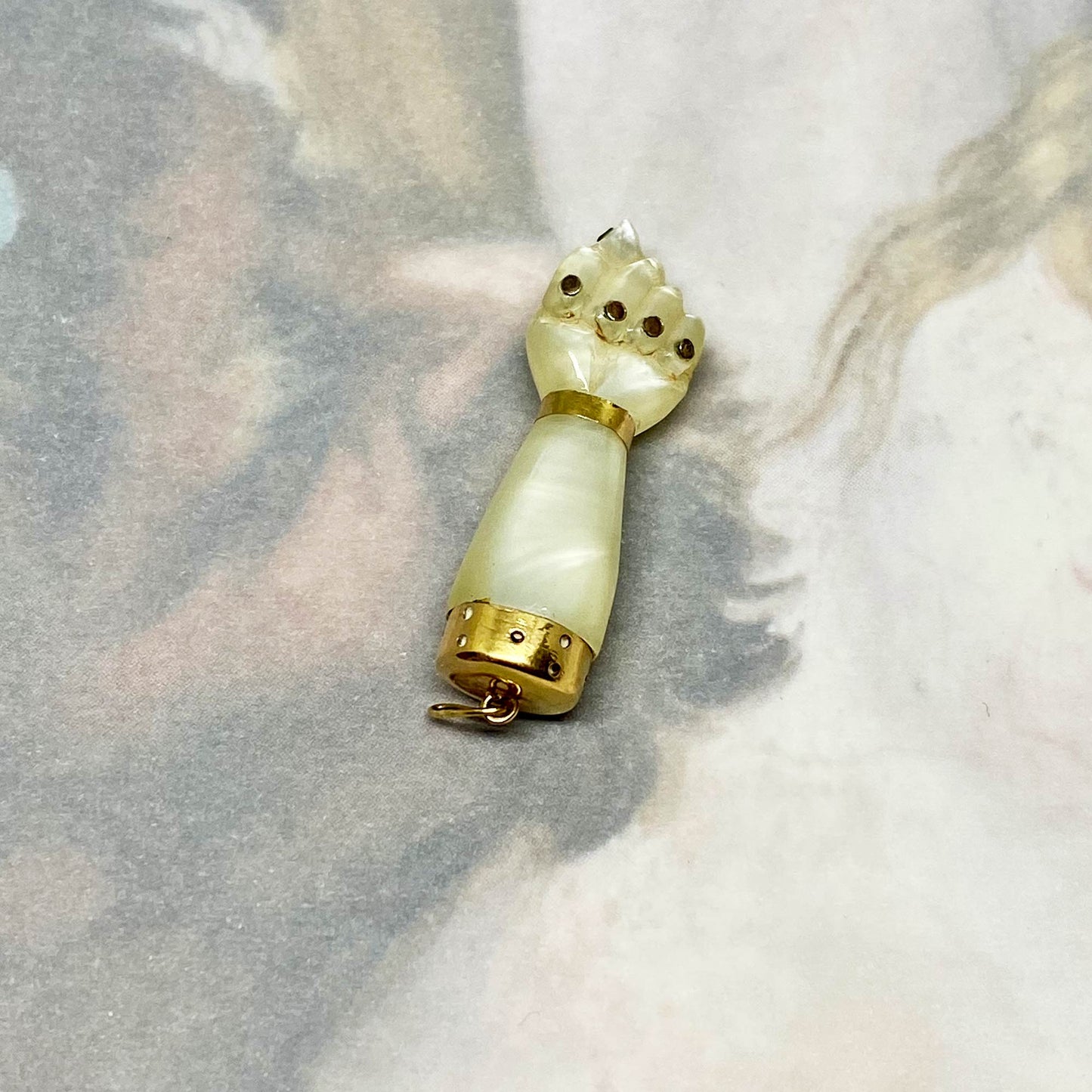 Vintage 14k Gold 1960s Resin Figa Charm