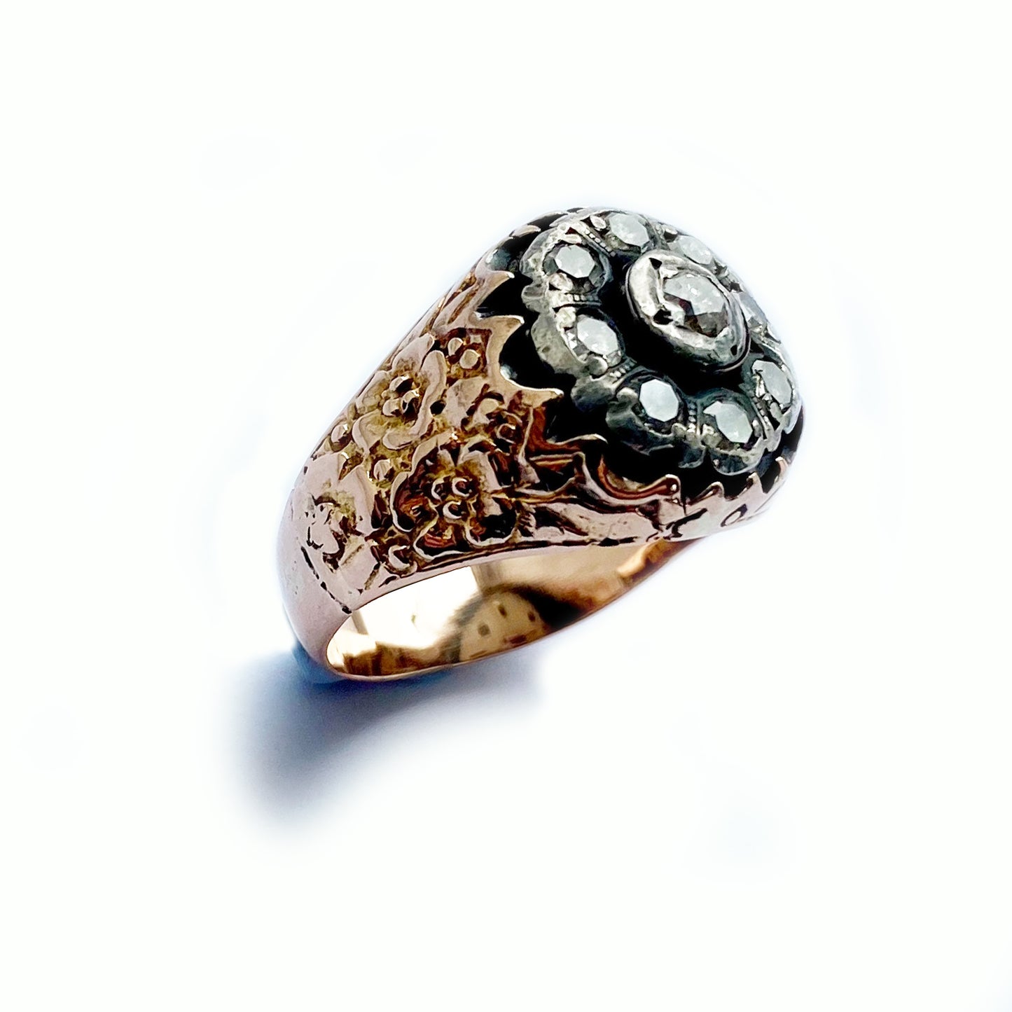 Antique 14k Gold Victorian Cluster Diamond Ring