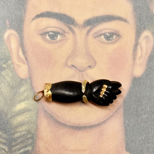 Antique Black 14k Gold Figa Charm 1930s