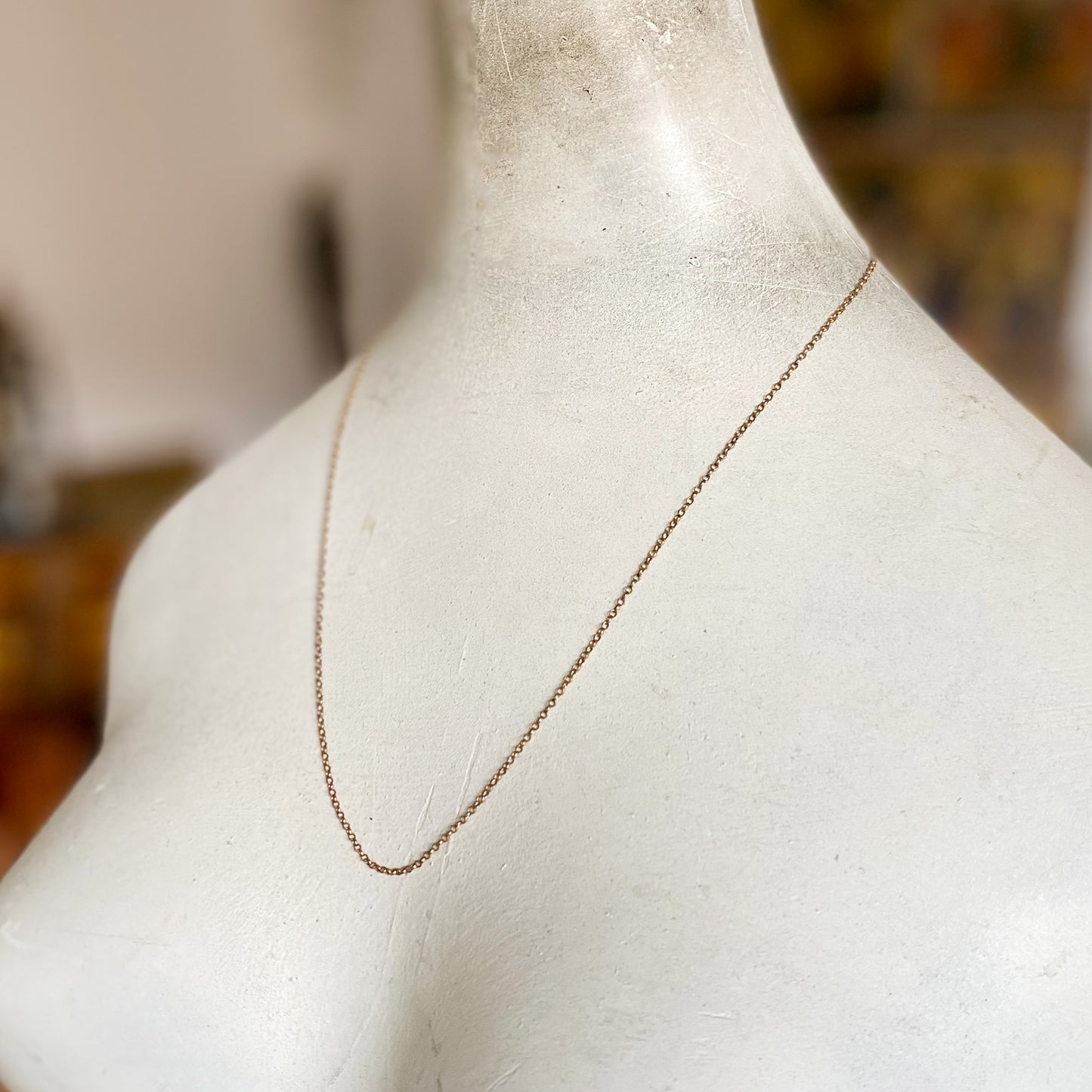 Vintage 9k Solid Gold Rolo Necklace Chain