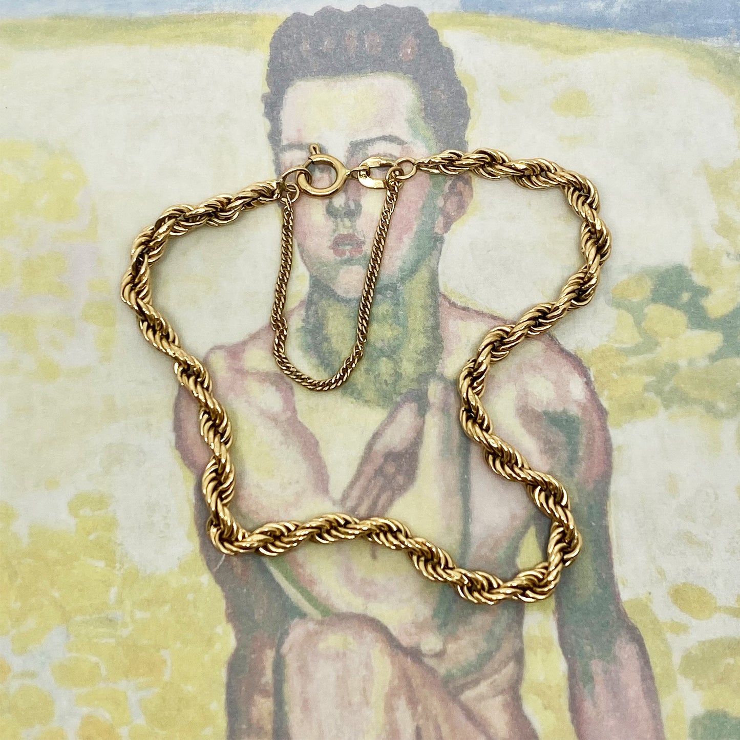 Vintage 1980’s 9k Gold Rope Chain Bracelet