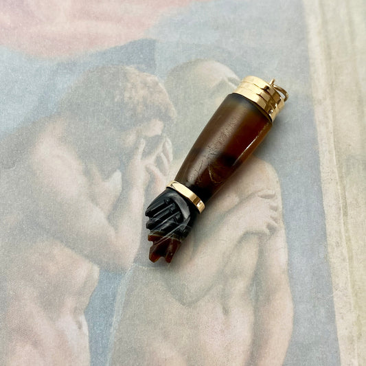 Antique 14K Agate Figa Charm 1950s