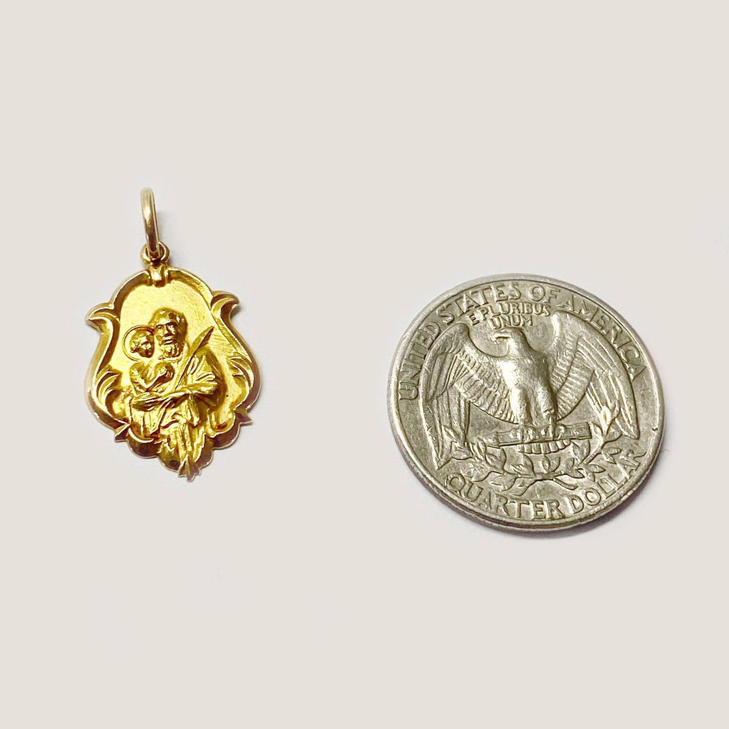 Vintage 18k Gold Religious Saint Joseph Medal - Patron of Social Justice