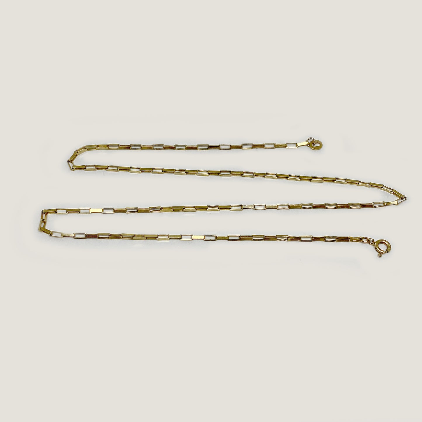 Vintage 9k Gold Elongated Rectangle Chain Necklace