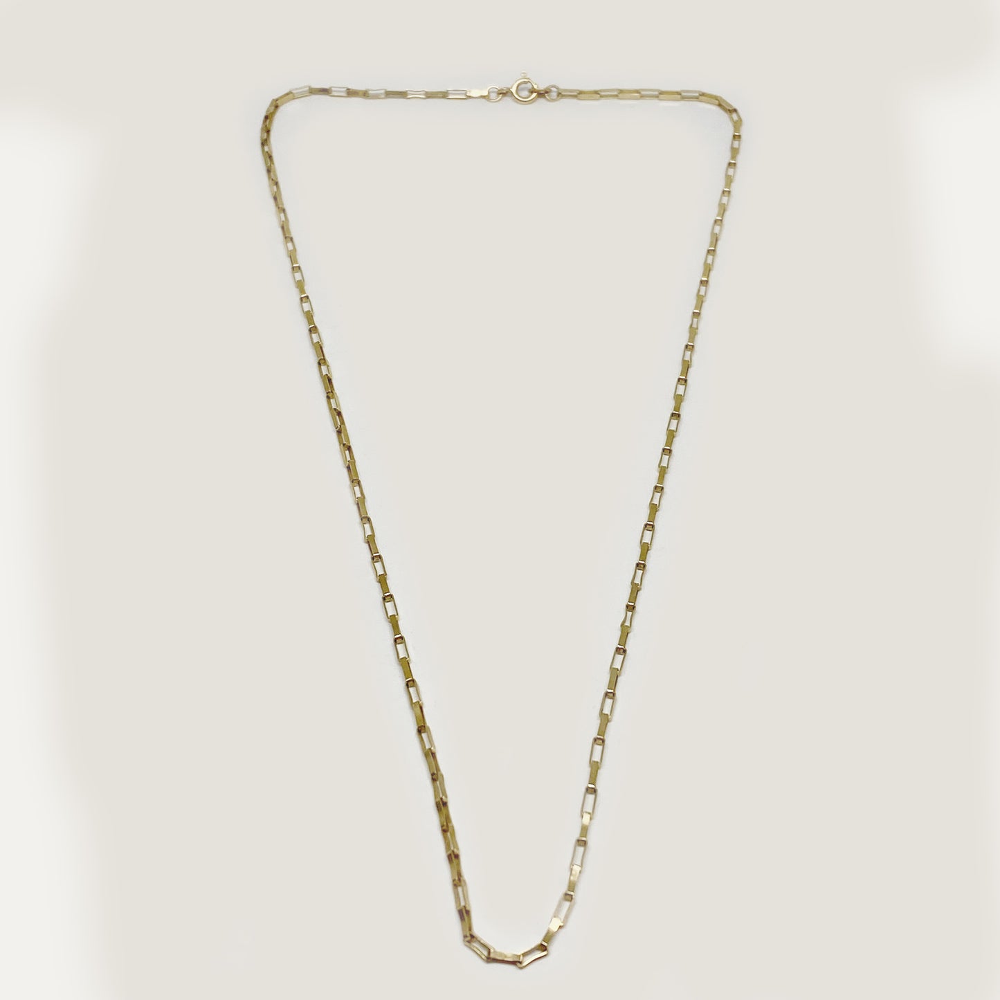 Vintage 9k Gold Elongated Rectangle Chain Necklace
