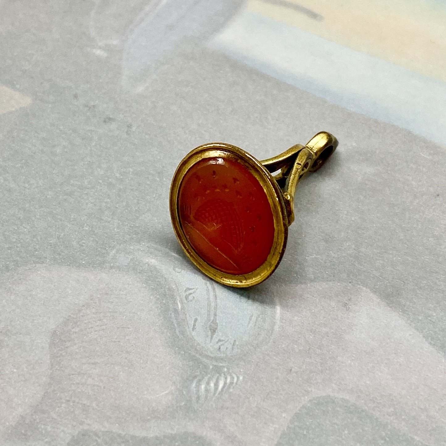 Antique Victorian Carnelian Agate Gold Cased Fob Seal Pendant