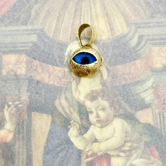 Vintage 14k Gold Glass Evil Eye Charm