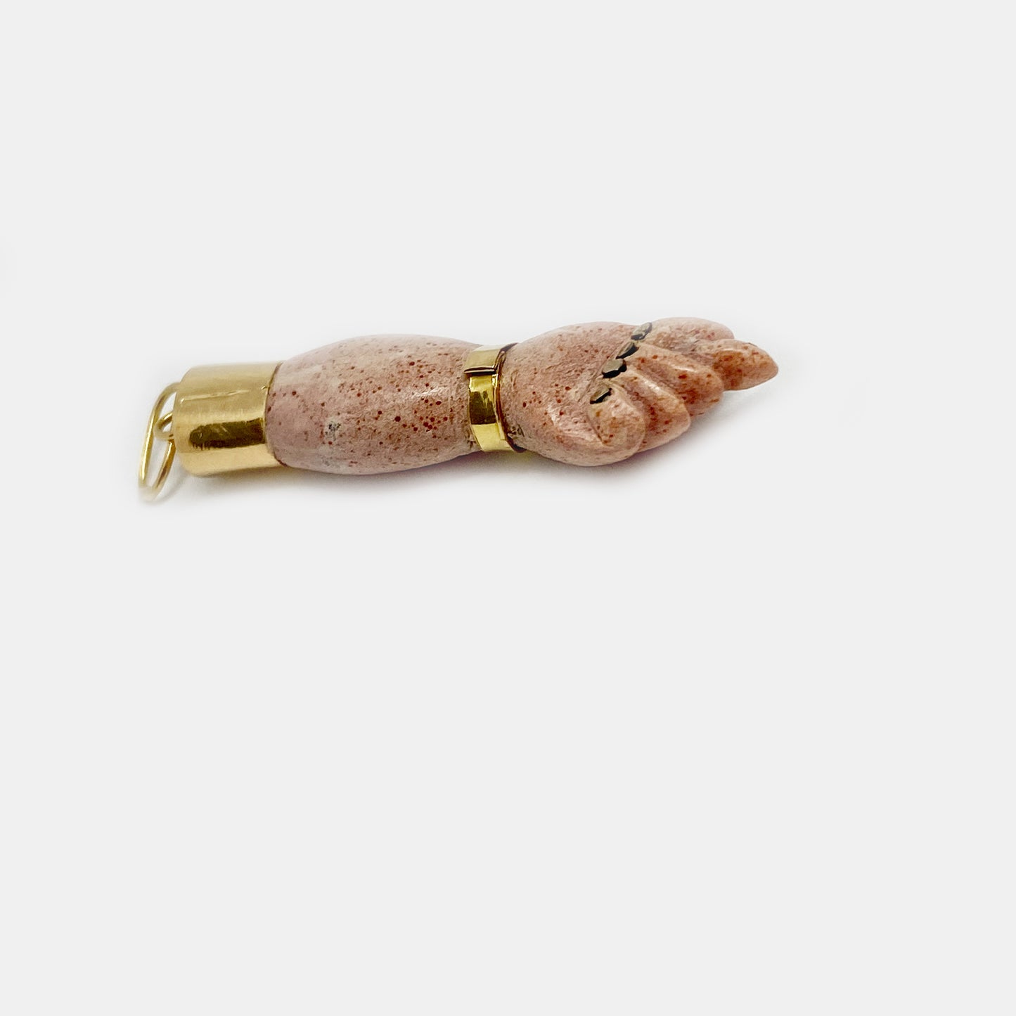 Antique 1940s 14k Gold Pink Resin Figa Charm