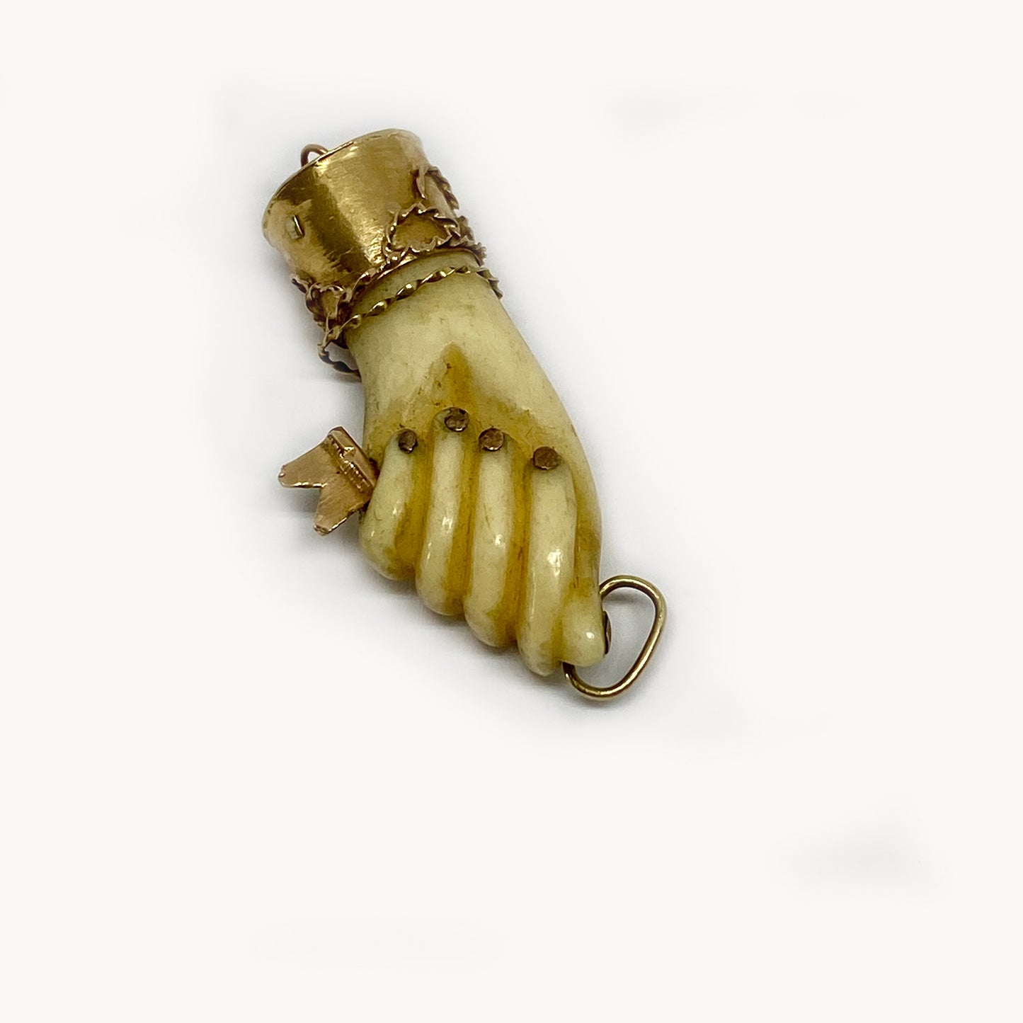 Antique 16K Gold Bone Figa Charm Key