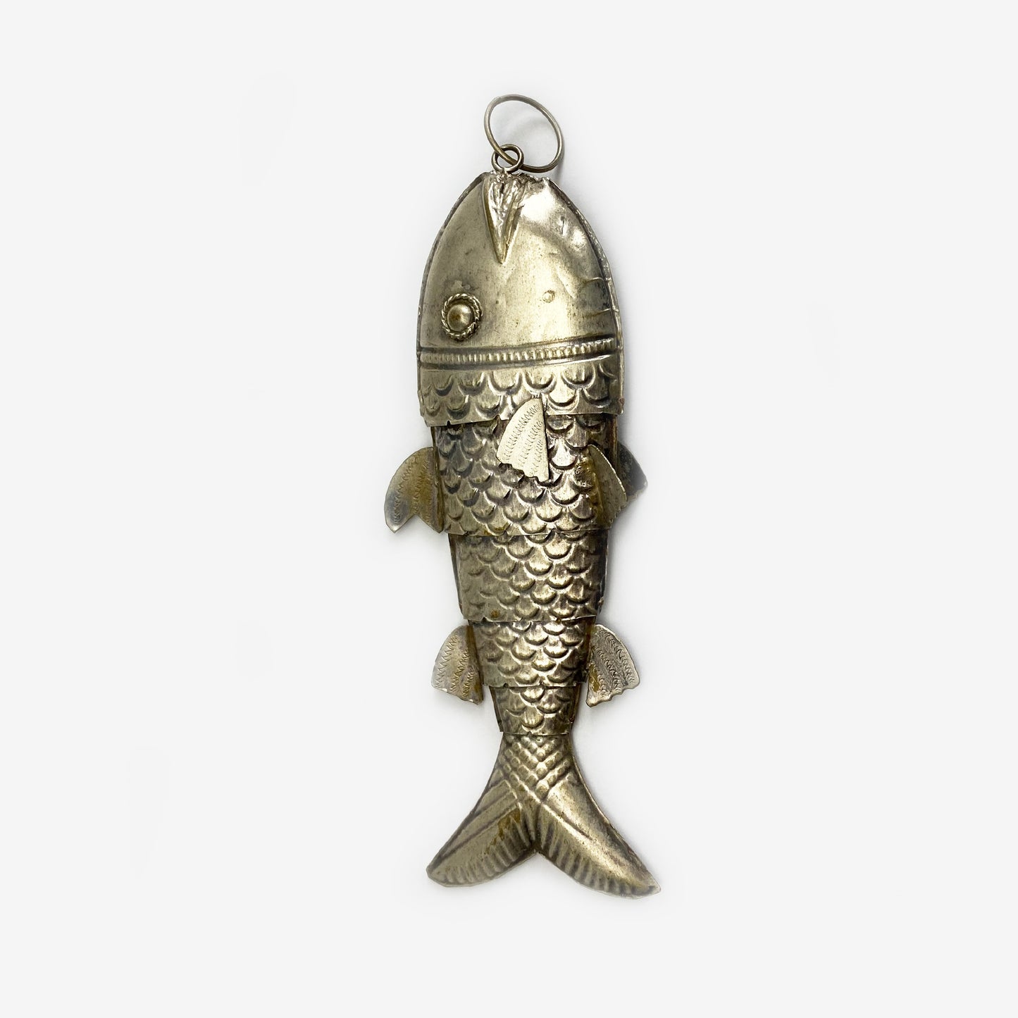 Antique Low Grade Silver Fish, Victorian Articulated Fish Pendant