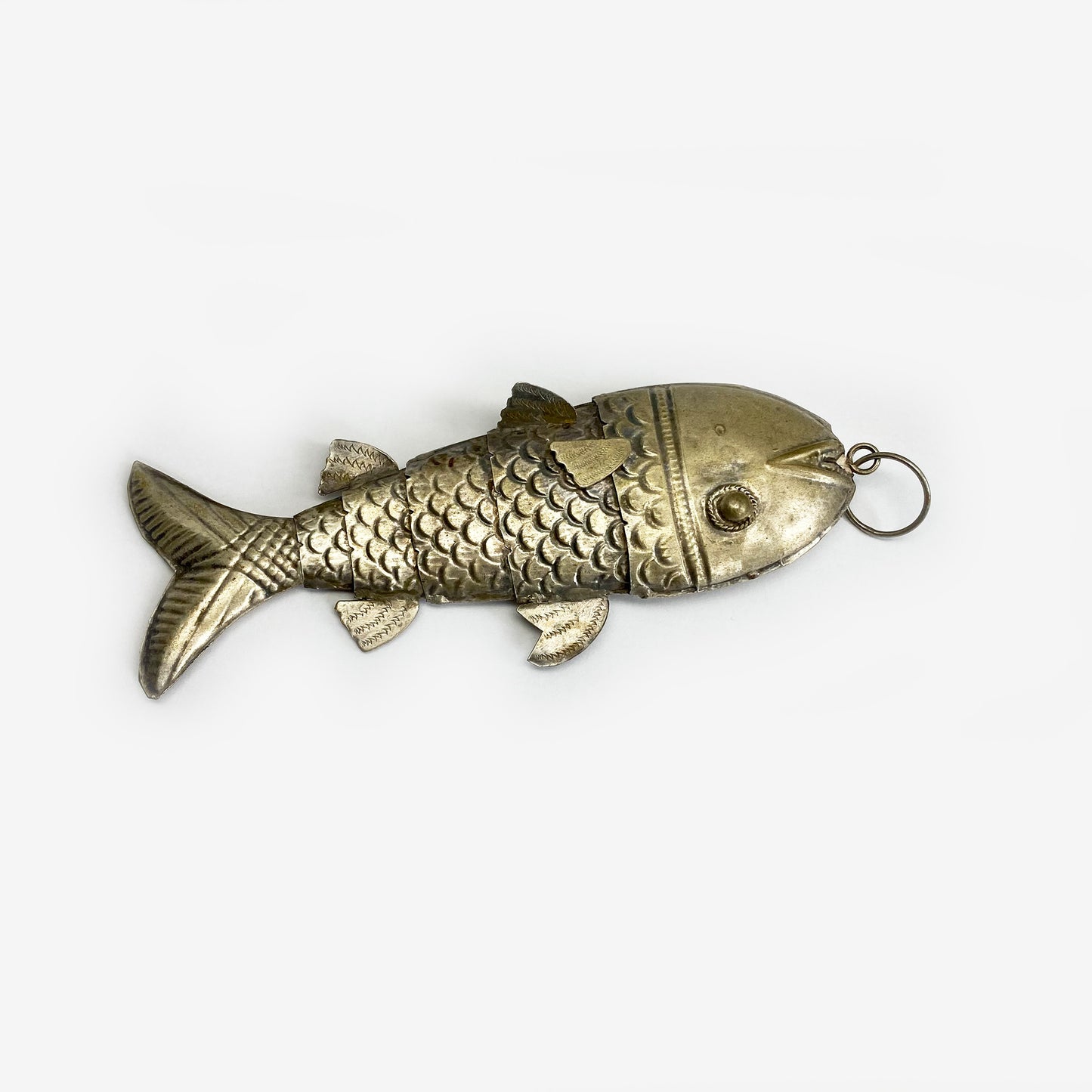 Antique Low Grade Silver Fish, Victorian Articulated Fish Pendant