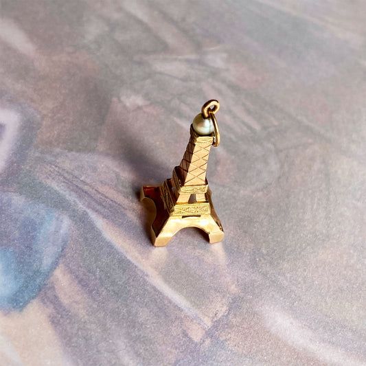 Vintage 14K Gold Eiffel Tower Pendant Paris Pendant