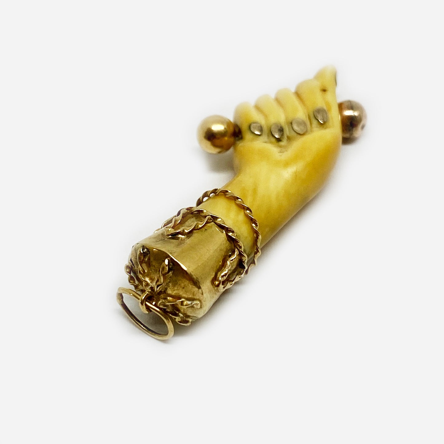 Antique 14K Gold Figa, Victorian Bone, Hand Charm