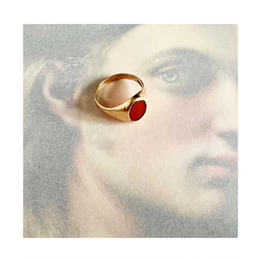 Vintage 9k Rose Gold Carnelian Signet Ring