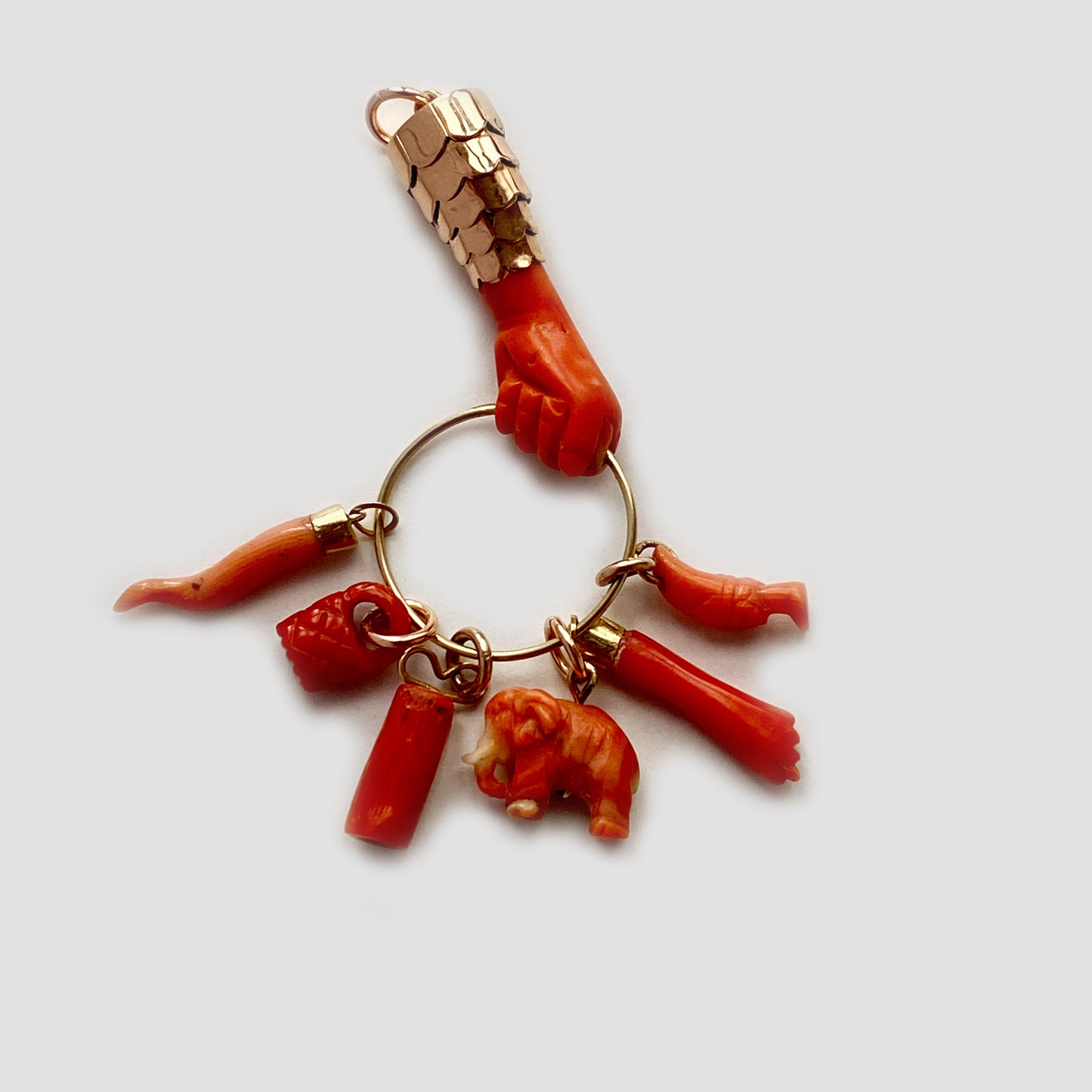 Antique 14K Gold Coral Figa Charm Late Victorian