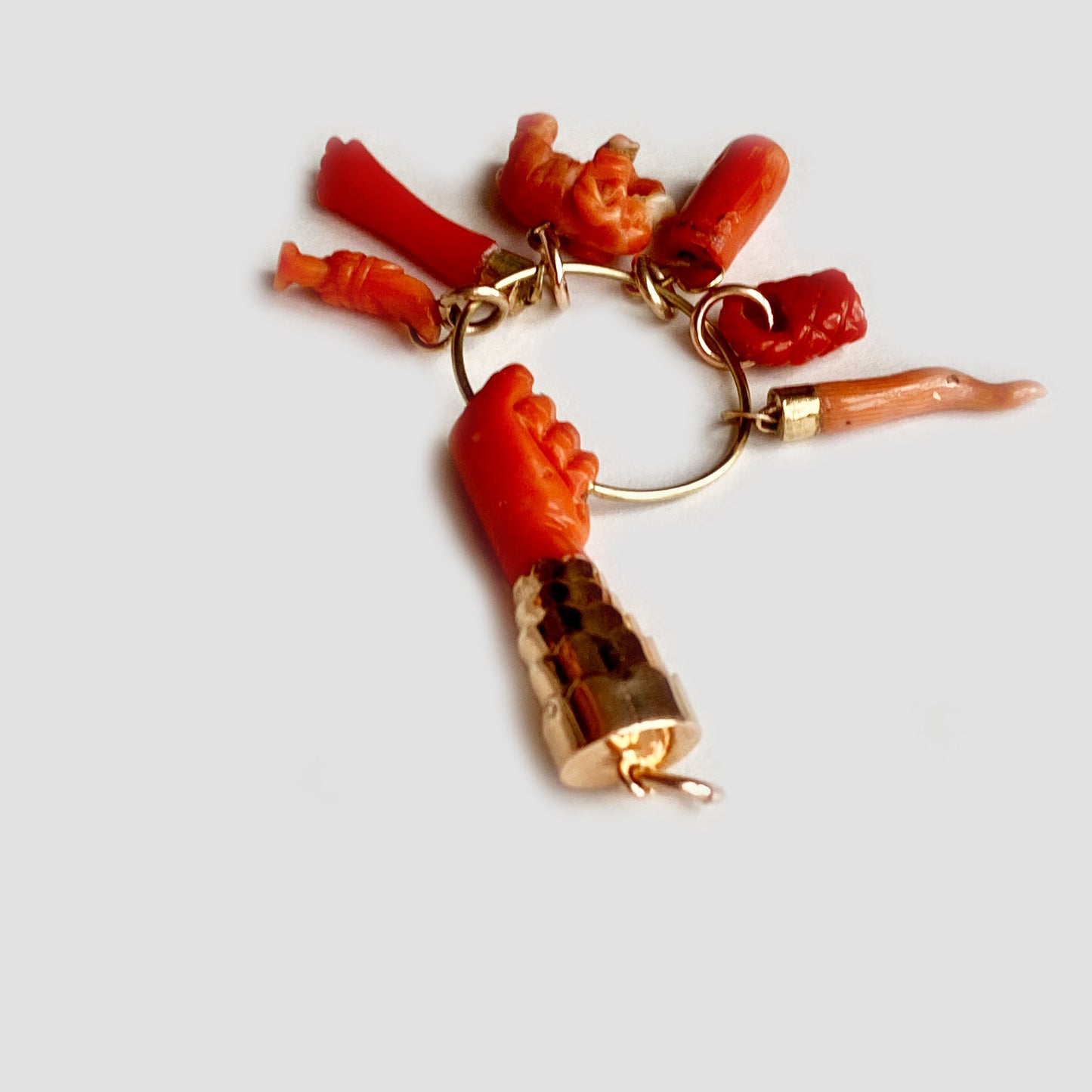 Antique 14K Gold Coral Figa Charm Late Victorian