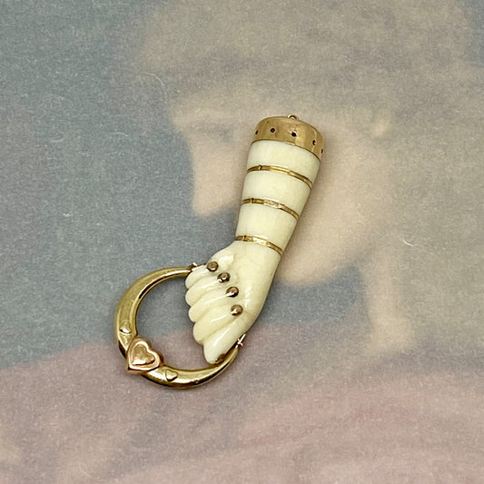 Antique 9K Gold Fist, Beige Hand Figa Charm - 1153