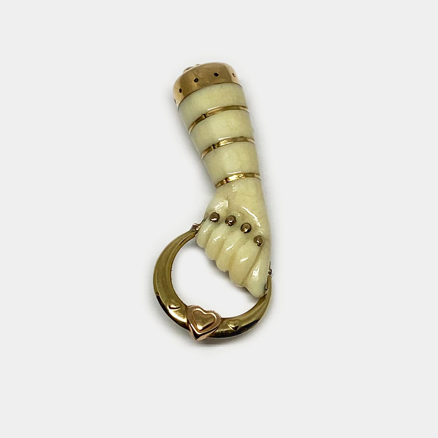 Antique 9K Gold Fist, Beige Hand Figa Charm - 1153