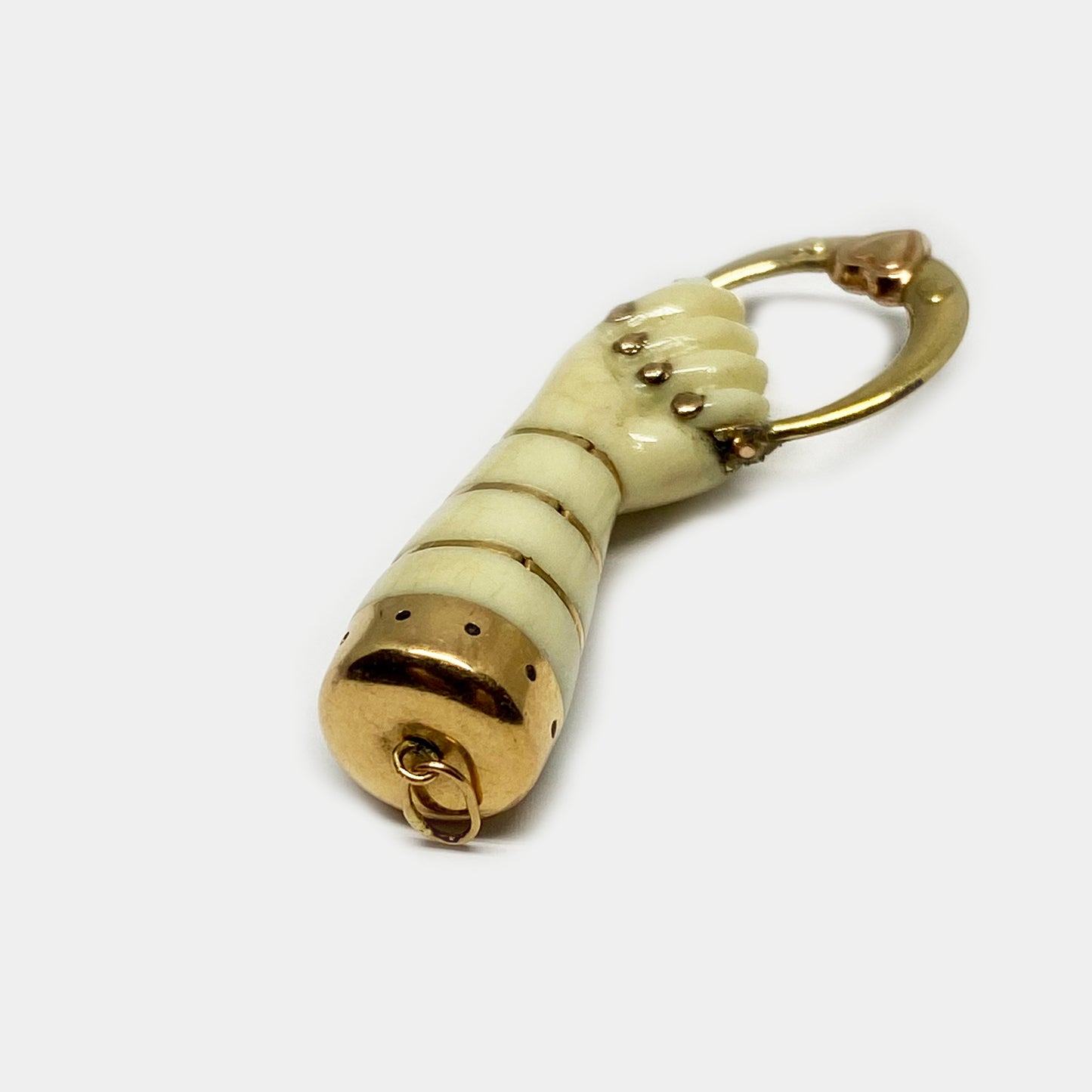 Antique 9K Gold Fist, Beige Hand Figa Charm - 1153